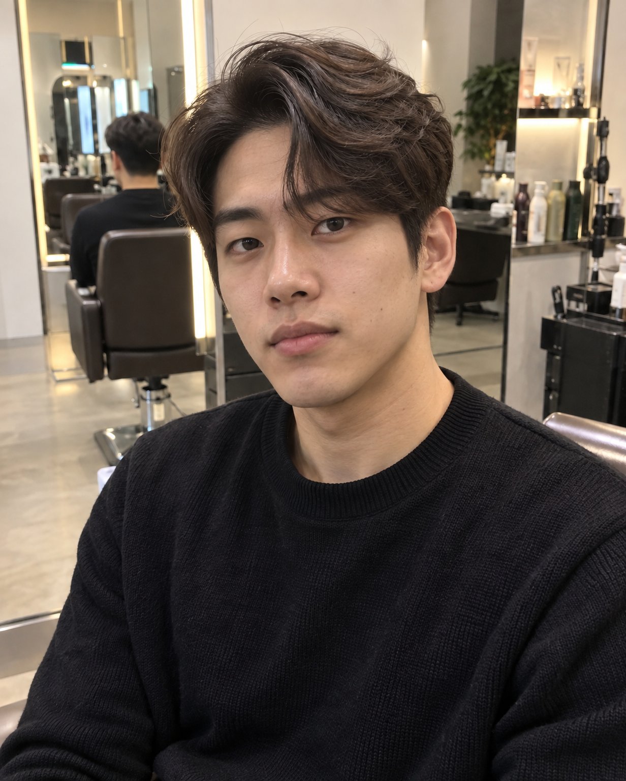 같은 가르마 펌에 다른 AI 모델 얼굴을 입힌 결과 2
